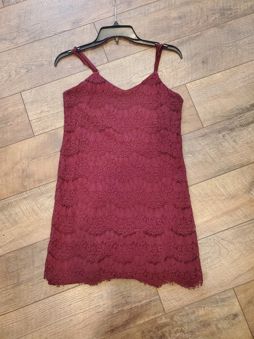 love, Fire Burgundy Lace Mini Slip Dress